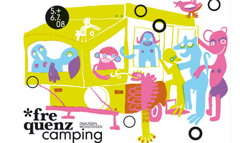 Live beim *frequenzcamping '08 - Plakat: Katja Schwalenberg - schichten-ordnen.de Live beim *frequenzcamping '08 - Plakat: Katja Schwalenberg - schichten-ordnen.de